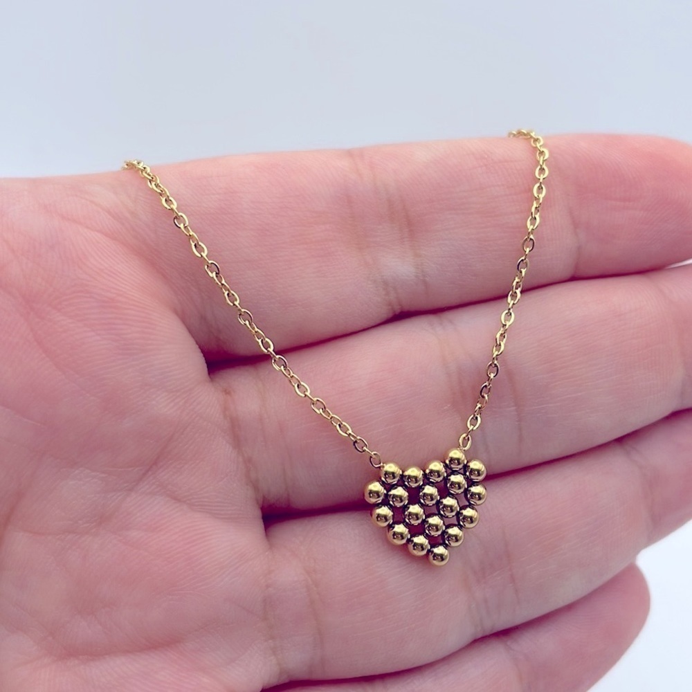 18k Gold Plated Heart Choker Pendant Necklace - Picture 6 of 8